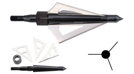 купите Наконечники охотничьи Man-kung MK-3BAL фиксированные, 100 гран, 3 лезвия (3 шт.) в Челябинске