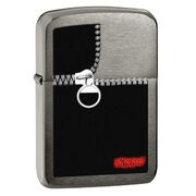 Зажигалка Zippo 28326 Zipped Black Ice (тонированная цирконием крупнозернистая шлифовка хрома, рисунок замка-молнии)