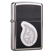 Зажигалка Zippo 28800 Leather Stitching with Z Flame High Polish Chrome (зеркальный хром, тиснение кожей, гравировка пламени Зиппо)